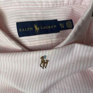 Ralph Lauren Mens Striped Oxford XL Pink/White Button-Down 100% Cotton Long Slve